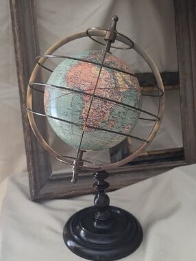 Vintage-Style Decorative Globe in Aqua and Pink by